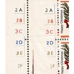 1968 Christmas 4d (Thissell). SHIFT OF GOLD and orange. Cyl. block
