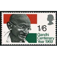 1969 Gandhi 1/6 MISSING PHOSPHOR. SG 807y