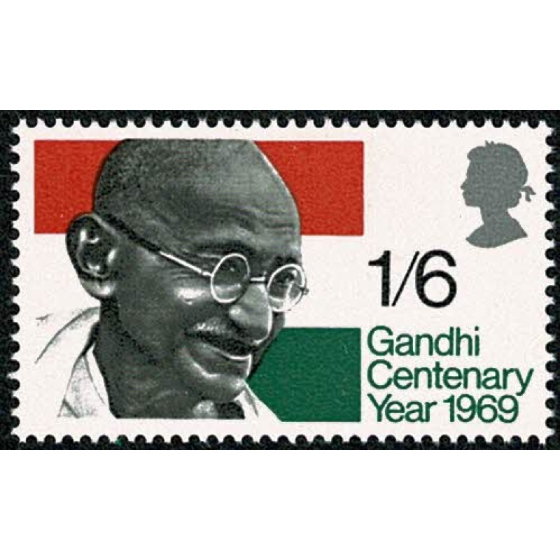 1969 Gandhi 1/6 MISSING PHOSPHOR. SG 807y