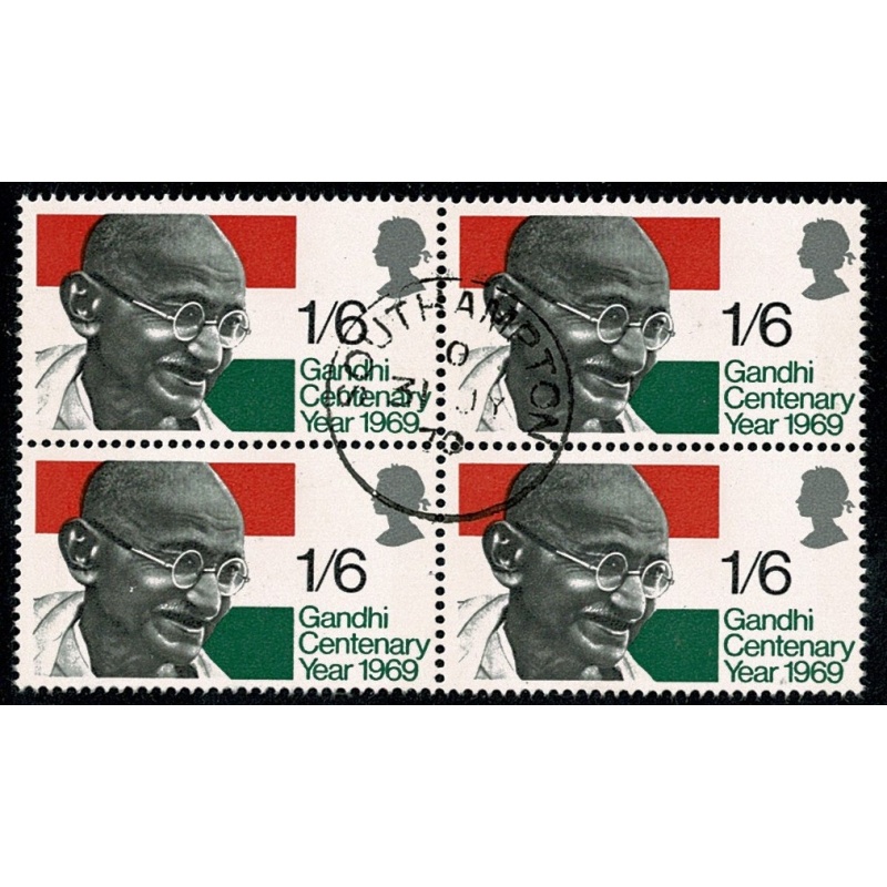 1969 Gandhi 1/6/ Fine Used block of four. SG 807