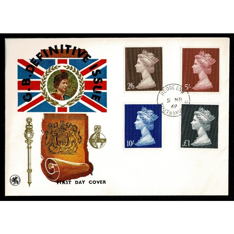 1969 Machin High Values. FDC "Hedge End, Southampton" CDS.