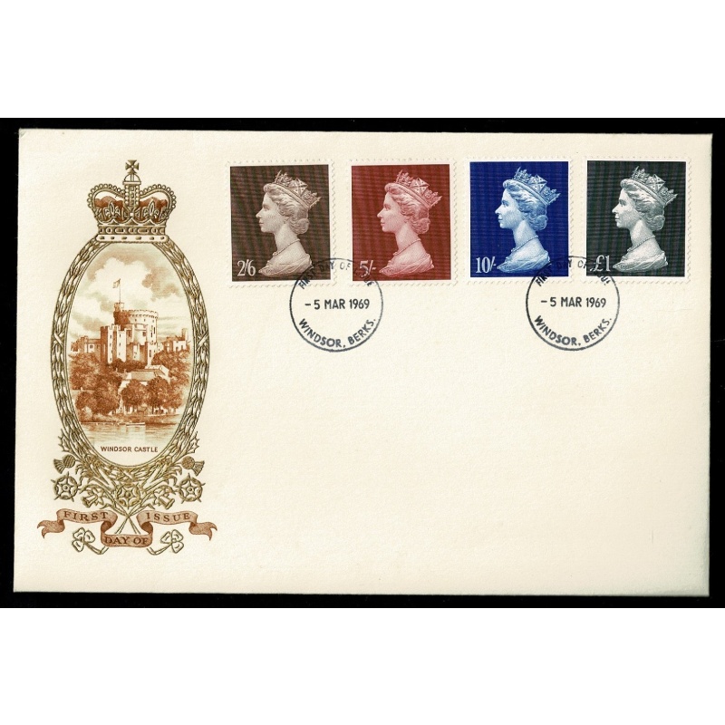 1969 Machin High Values. FDC "Windsor, Berks" CDS.