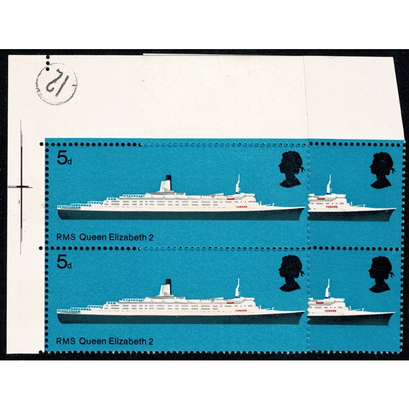 1969 Ships 5d. SHIFT OF RED. Positional pair. SG 778 var