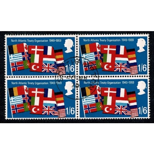 1969 General Anniversaries 1/6. Fine Used block of four. SG 794