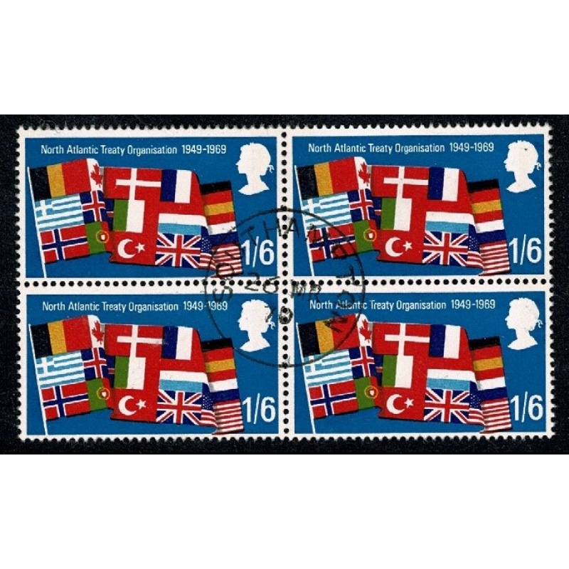 1969 General Anniversaries 1/6. Fine Used block of four. SG 794