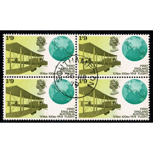 1969 General Anniversaries 1/9. Fine Used block of four. SG 795
