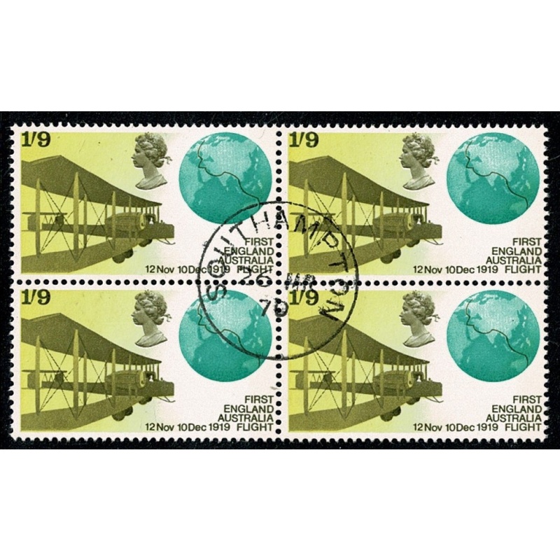 1969 General Anniversaries 1/9. Fine Used block of four. SG 795