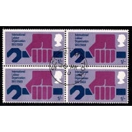 1969 General Anniversaries 1/-. Fine Used block of four. SG 793