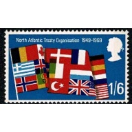 1969 Anniversaries 1/6. SHIFT OF GREEN UPWARD. SG 794 var