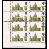 1969 Cathedrals 9d . Cyl. 1A 1B 2C 1D 1E no dot block of 8 absent 2