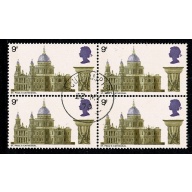 1969 Cathedrals 9d. Fine Used block of four. SG 800