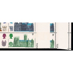 1969 Cathedrals 4d s/t block. SHIFT OF BLACK AND PURPLE. SG 796/799 var.