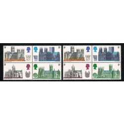 1969 Cathedrals 5d. Se-tenant block SHIFT OF BLUISH VIOLET. SG 796a var.