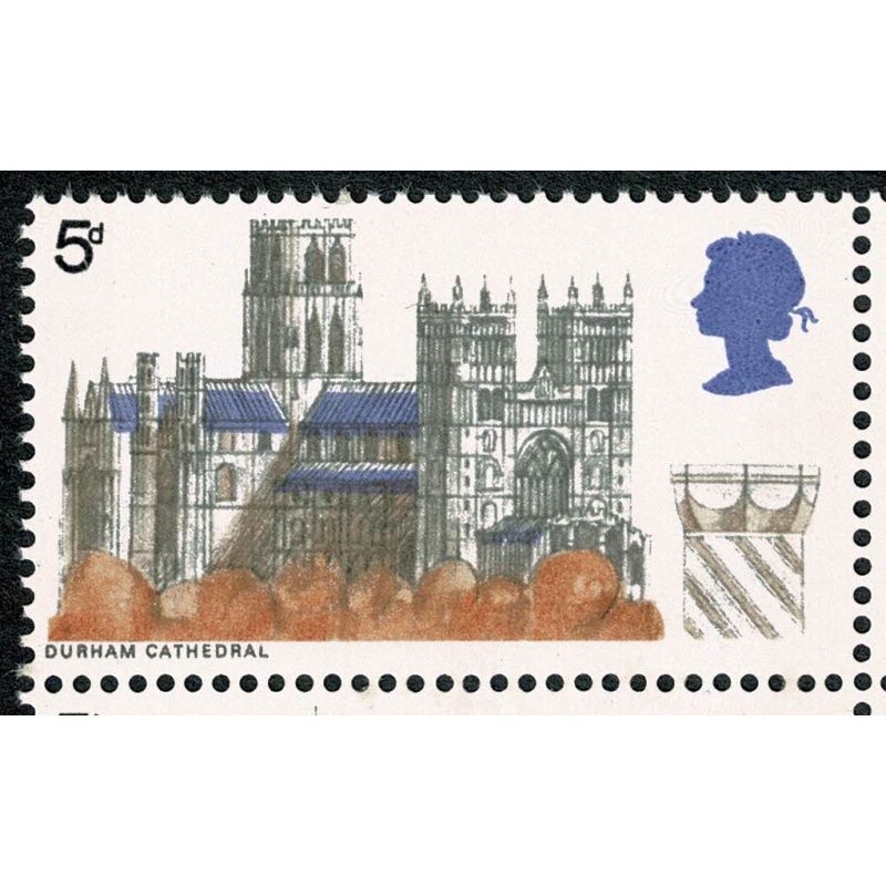 1969 Cathedrals 5d. Se-tenant block SHIFT OF BLUISH VIOLET. SG 796a var.