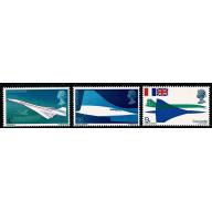 1969 Concorde. MISSING PHOSPHOR. Set of 3 values SG 784-786y