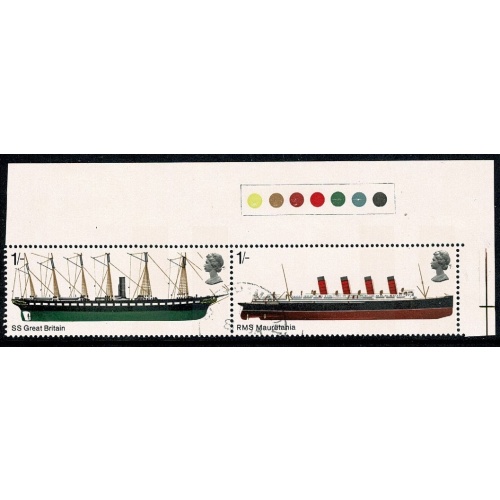 1969 Ships 1/- Fine Used pair. SG 782a
