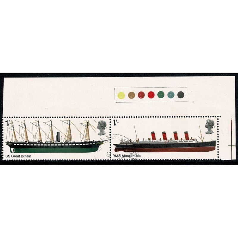 1969 Ships 1/- Fine Used pair. SG 782a