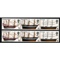 1969 Ships. 9d. SHIFT OF RED UPWARDS.