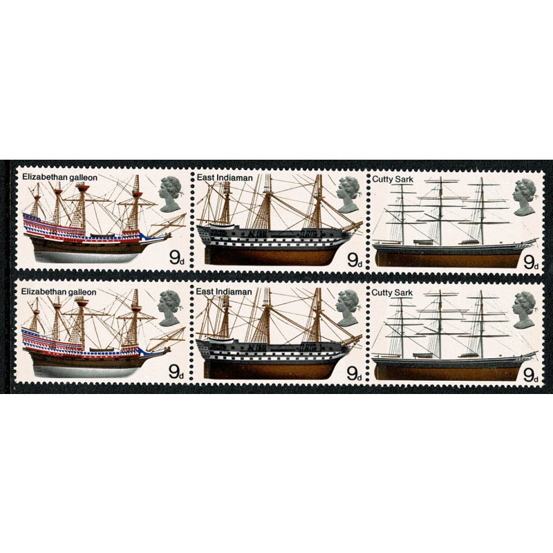 1969 Ships. 9d. SHIFT OF RED UPWARDS.