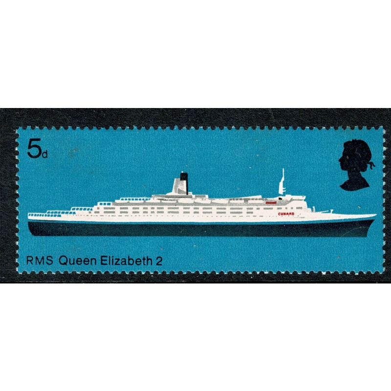 1969 Ships 5d. SHIFT OF BLACK. SG 778 var