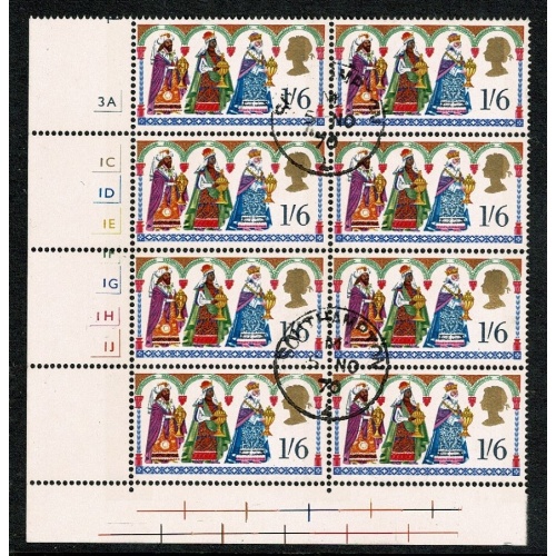 1969 Christmas 1/6. Fine Used cylinder block of eight. SG 814