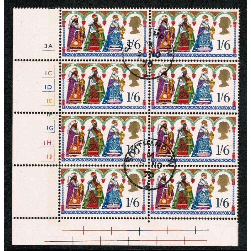 1969 Christmas 1/6. Fine Used cylinder block of eight. SG 814