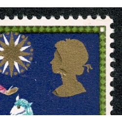 1969 Christmas 5d.  SHIFT OF EMBOSSING. SG 813 var