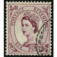 1954 Tudor Crown Wmk 6d reddish purple . Very Fine Used single. SG 523