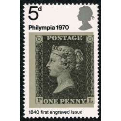1970 Philympia 5d. SHIFT OF GREY BLACK to right. SG 835 var