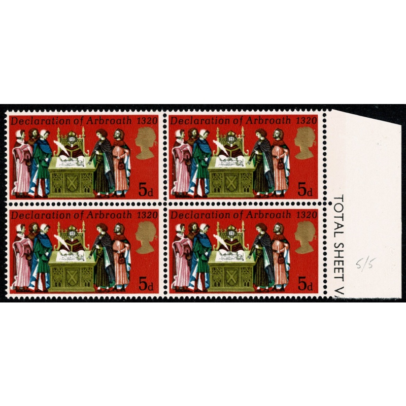 1970 General Anniv 5d. Listed variety "white spot in hem" SG Spec. W182e