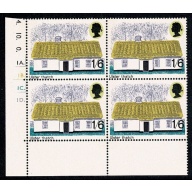 1970 Cottages 1/6. Cyl. 1A 1B 1C 1D dot. block of four. SG 818