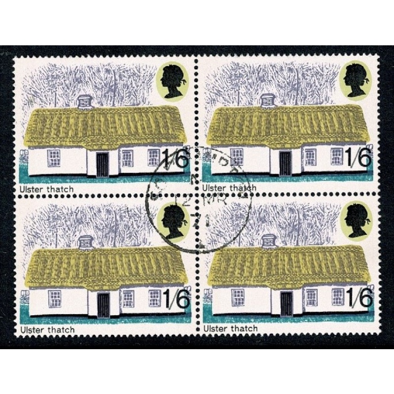 1970 Cottages 1/6. Fine Used block of four SG 818