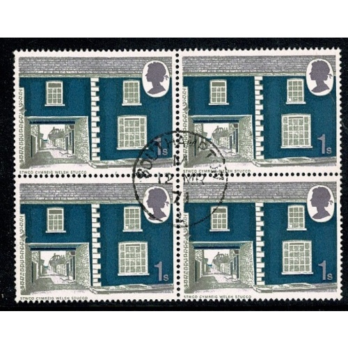 1970 Cottages 1/-. Fine Used block of four SG 817