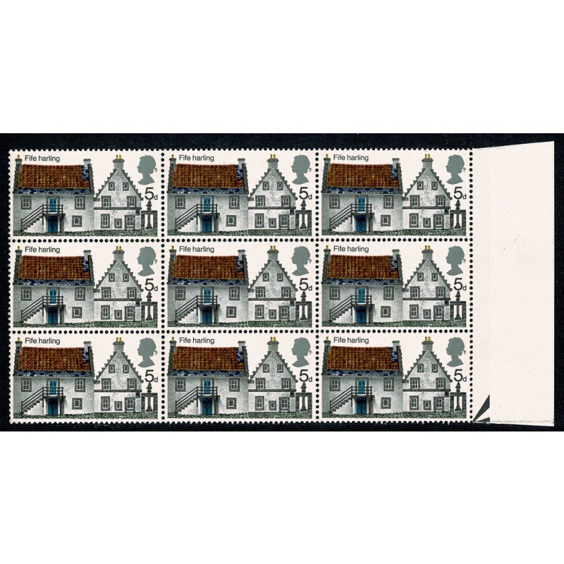 1970 Cottages 5d. Listed minor constant flaw "white patrch above left hand first floor window" SG 815 var