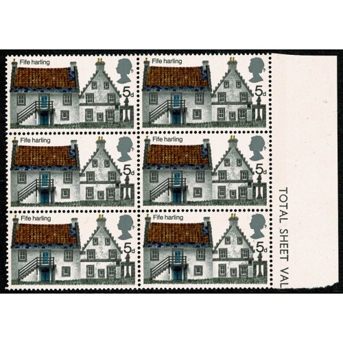 1970 Cottages 5d. Listed variety "nick in hair" SG Spec. W178g