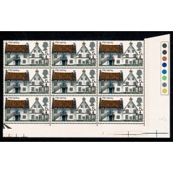 1970 Cottages 5d. Listed minor constant flaw "white patches ion wall by top upright of bannister" SG 815 var