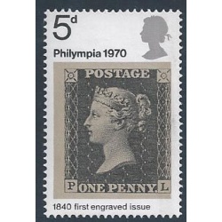 1970 Philympia 5d. SHIFT OF GREY BLACK (3 margin 1d Black). SG 835 var