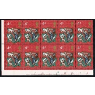 1970 Christmas 4d. Cyl 1A 1B 1D 1E 1F 1G 1J 1C p9 no dot. block of ten