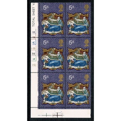 1970 Christmas 5d. Cyl 1A 1B 1D 3E 1F 1G p7 no dot.