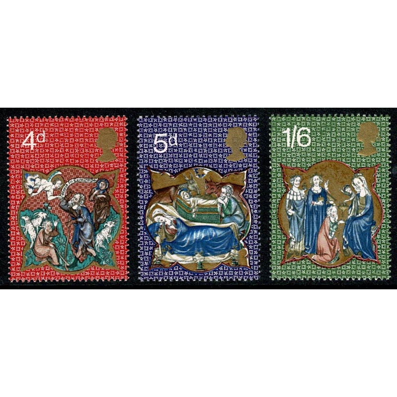 1970 Christmas. MISSING PHOSPHOR. Set 3 values SG 838-840y