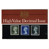 1971 20p-£1 decimal high values. Pack No.38