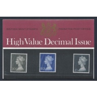 1971 20p-£1 decimal high values. Pack No.38