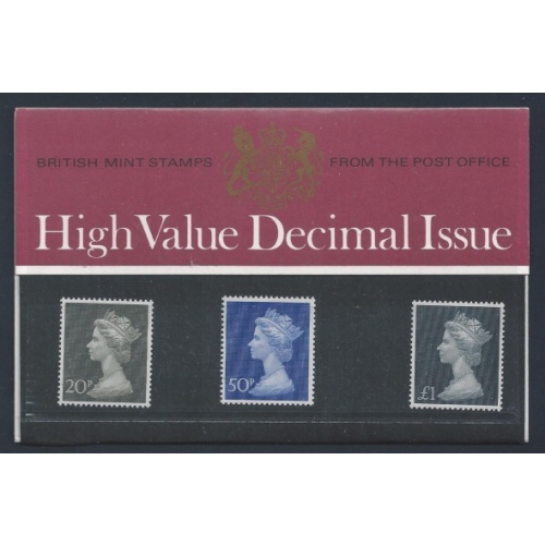 1971 20p-£1 decimal high values. Pack No.38