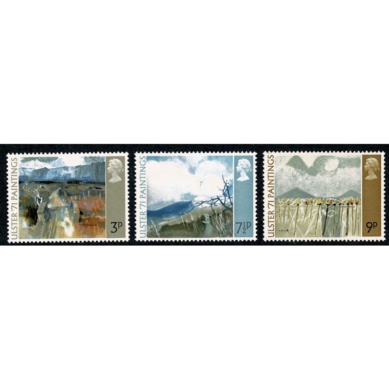1971 "Ulster" Paintings. MISSING PHOSPHOR. Set 3 values SG 881-883y