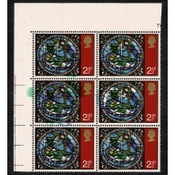 1971 Christmas 2½p. Multiple inking flaws positional block. SG 894 var