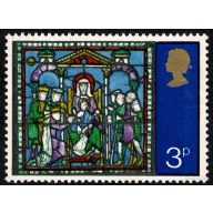 1971 Christmas 3p. SHIFT OF EMBOSSING. SG 895 var.