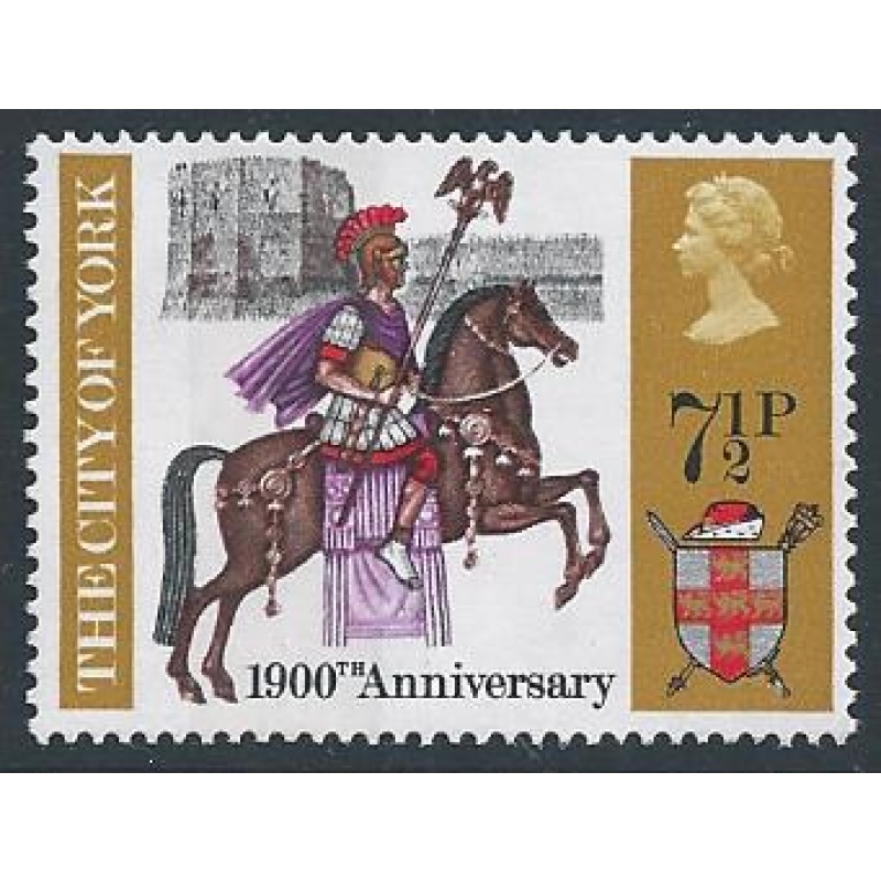 1971 General Anniversaries 7½p. Broad Band 8mm from left edge. SG 888 var