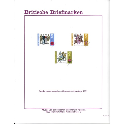 1971 General Anniversaries. Set on GPO German Publicity Card.