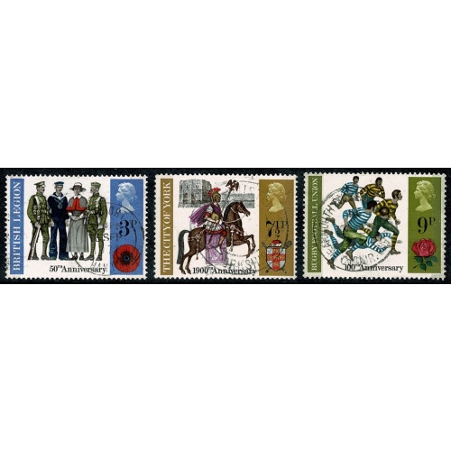 1971 General Anniversaries. Set of 3 values. Fine used. SG 887-889
