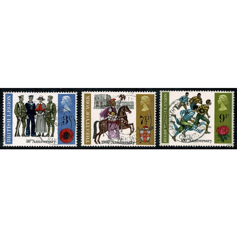 1971 General Anniversaries. Set of 3 values. Fine used. SG 887-889